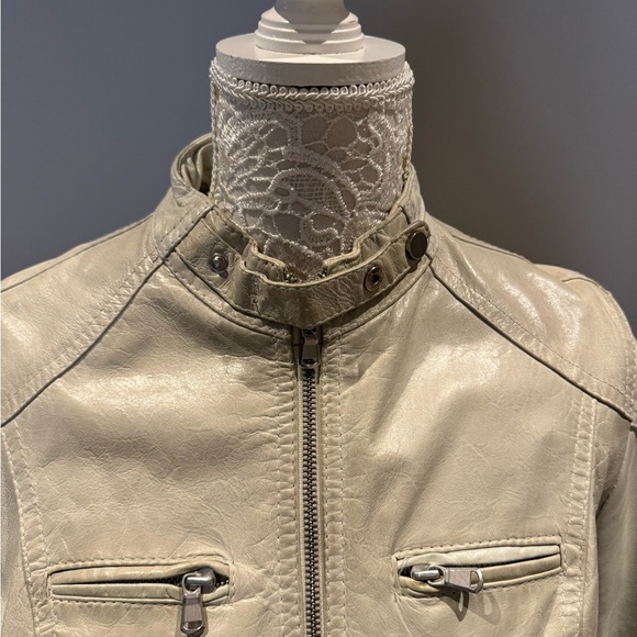 Light blue Leather Jacket FROM FLORENCE Sz L - Picture 2 of 7